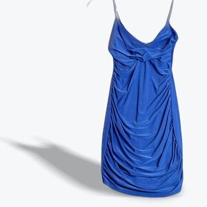 Windsor Ruched Bodycon Dress, Sleeveless Mini Dress, Party Cocktail Dress, Blue